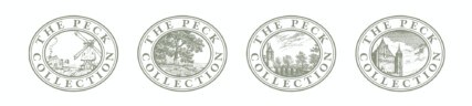 A logo for the Peck Collection rendered with four variations