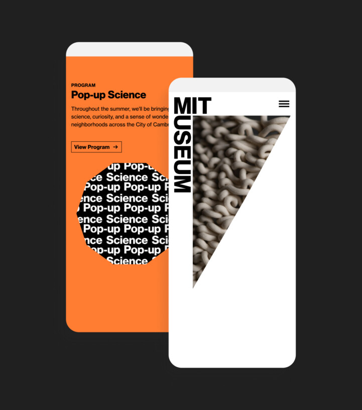 Two mobile views of MIT Museum website.