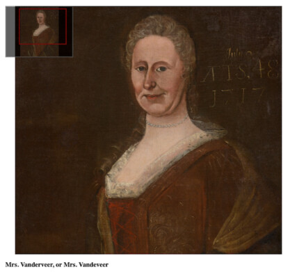 An artwork depicting a woman in Victorian clothing, shown in an OpenSeadragon viewer
