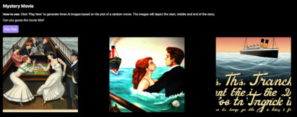 The Mystery Movie UI with three images based on the movie “Titanic”