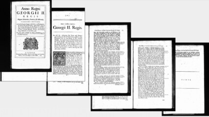 Photocopied pages of a sample Private Act shown diagonally across the frame